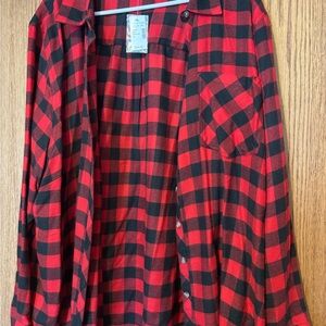 Maurices Red and Black Checkered Shirt